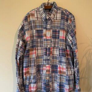 90s vintage patchwork button up 100% cotton plaid shirt - long sleeve brooks bro